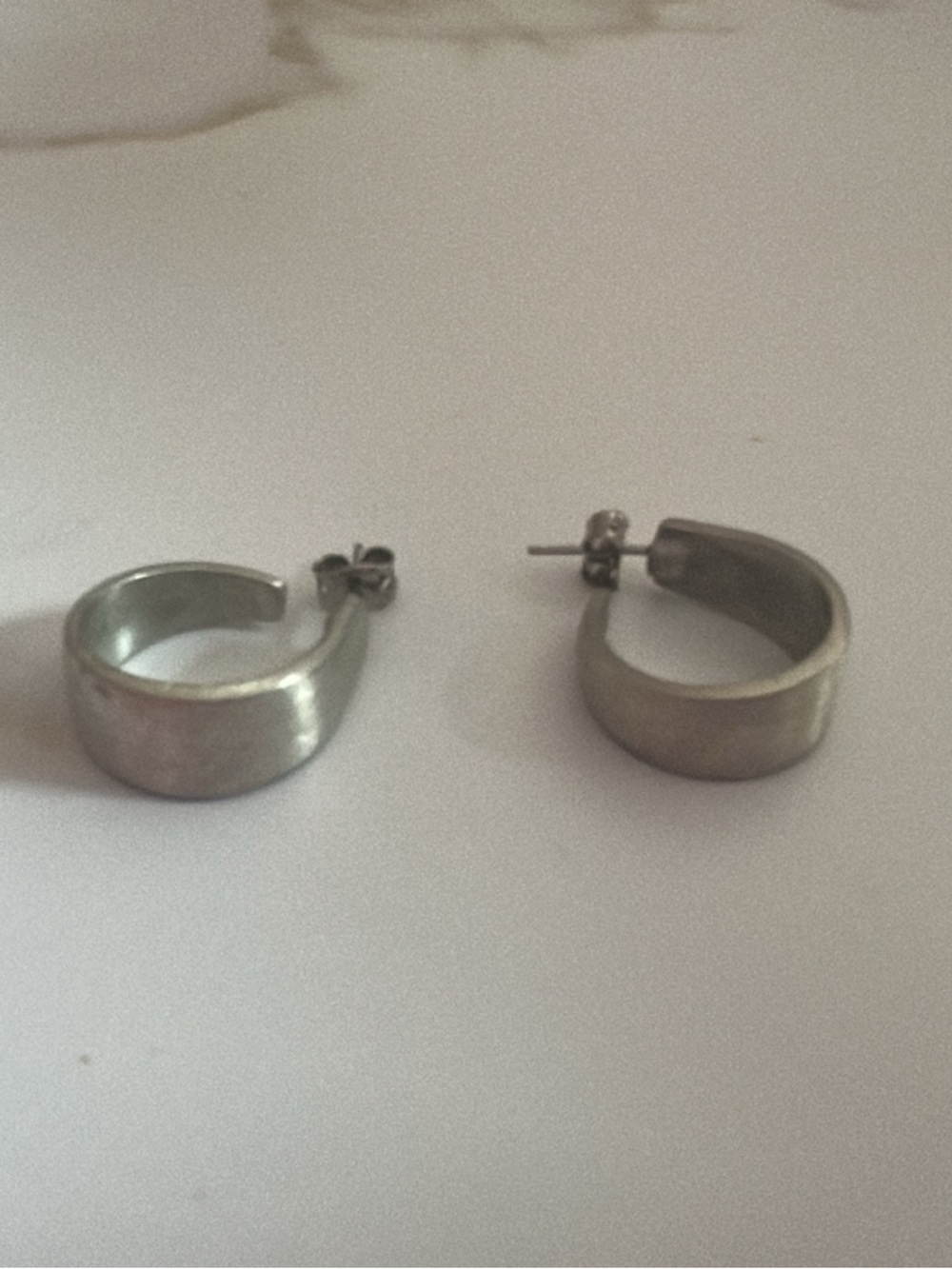 Classic Pewter Hoop Earrings for Women - Minimal Half-Hoop Design